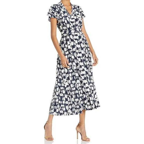 NWOT French Connection Dam Islanna Crepe Printed Midi Casual Summer Dress Size 0 - Picture 1 of 11